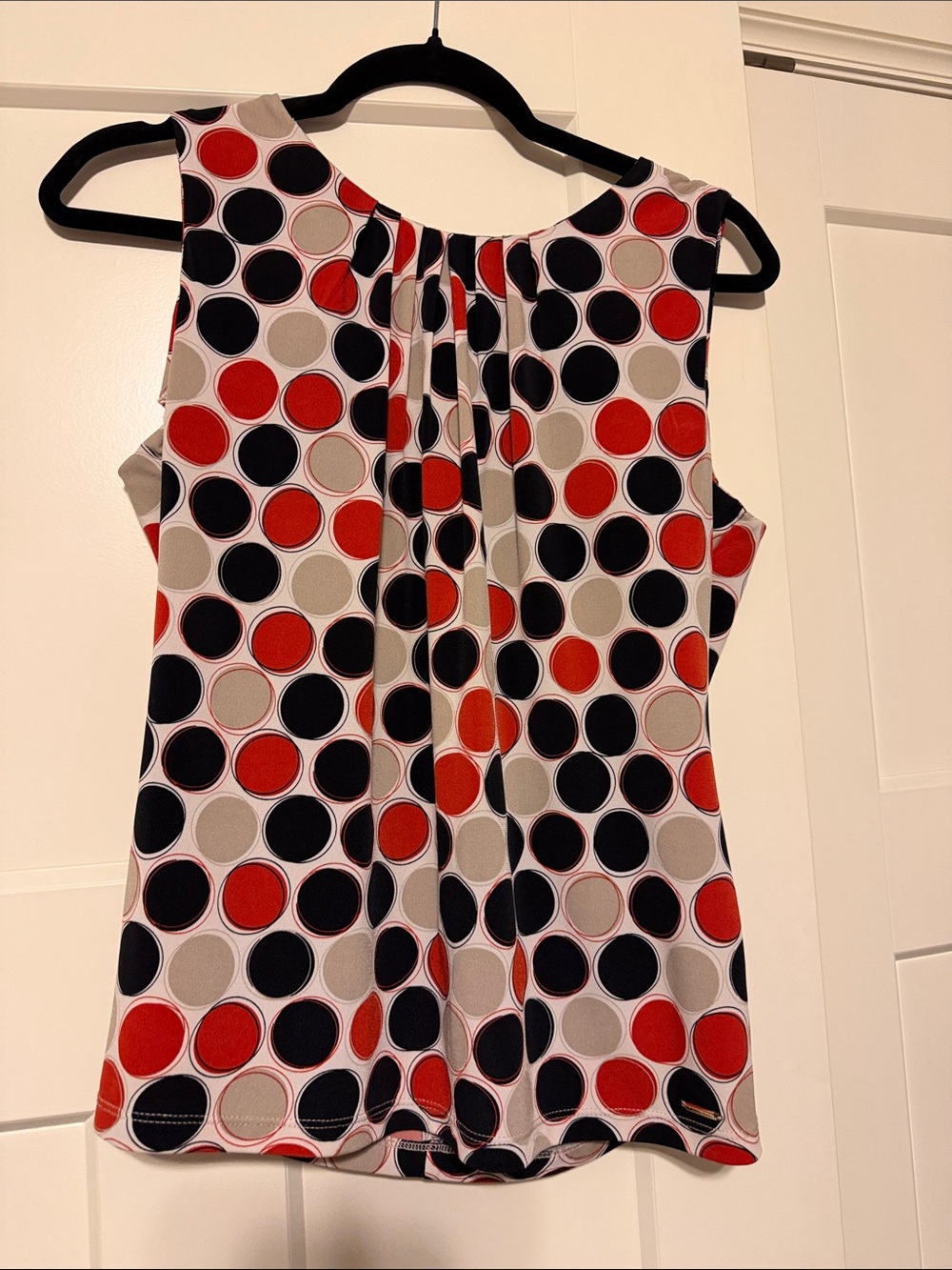 Calvin Klein Red, Black & Cream Polka Dot Sleeveless Camisole
